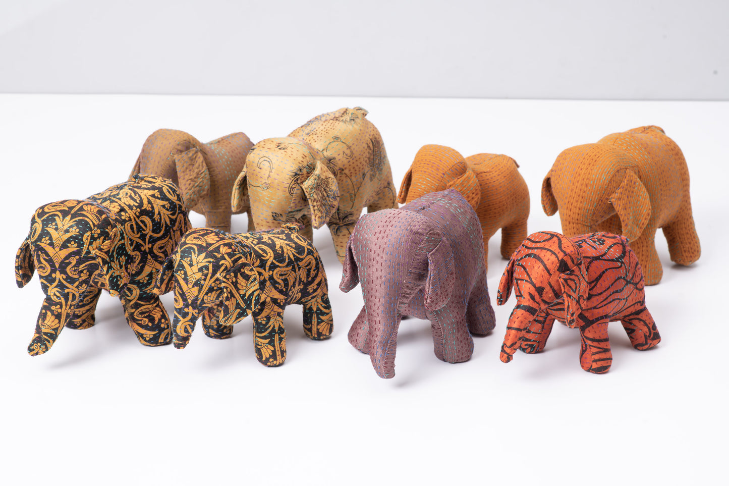 VINTAGE SILK KANTHA BABY ELEPHANTS