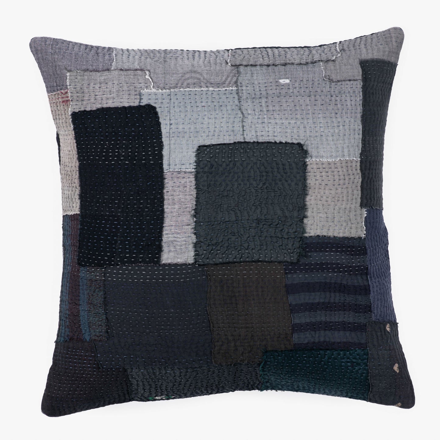 Landscape Handmade vintage Kantha Pillow - Black