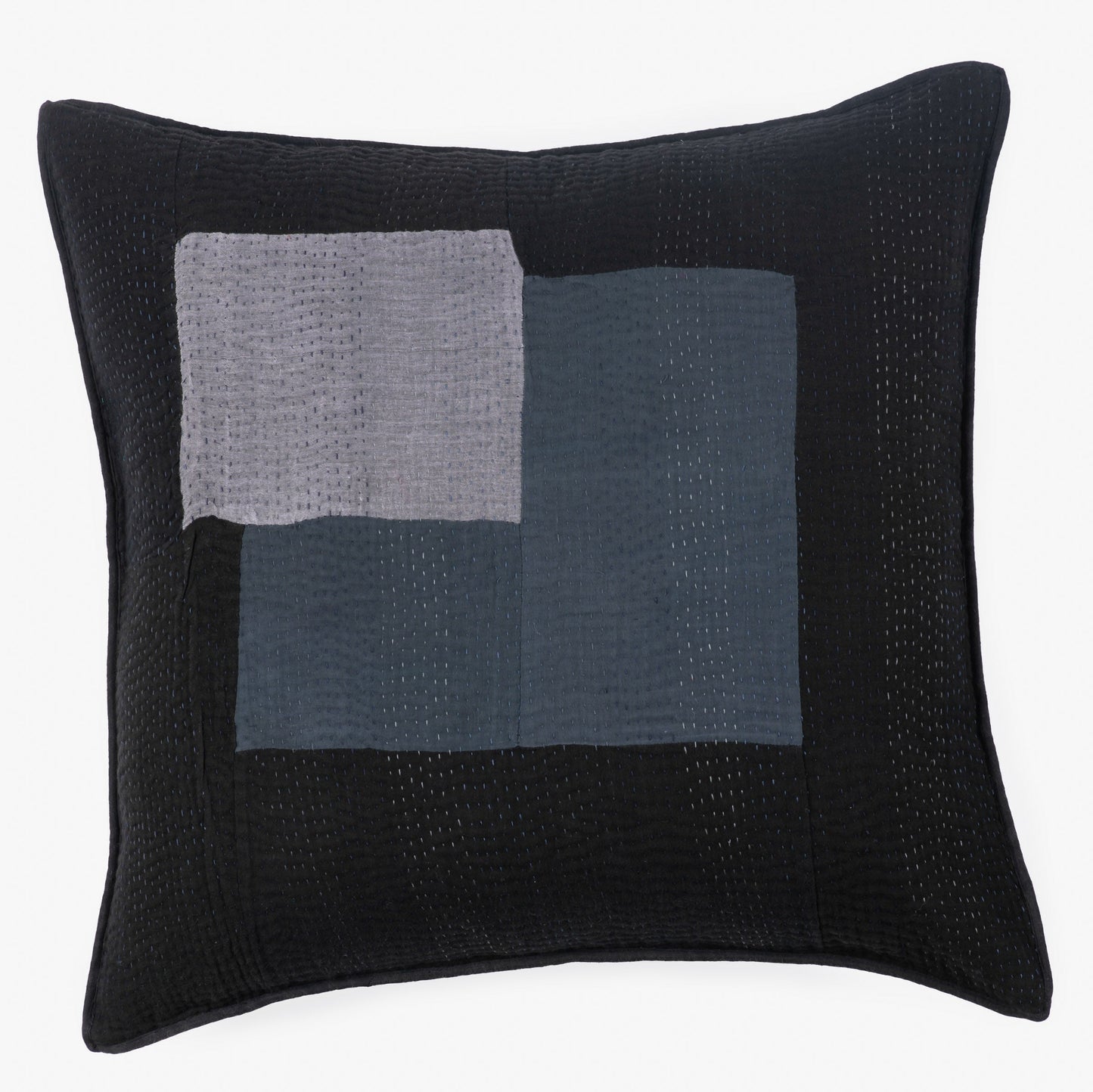 Landscape Handmade vintage Kantha Pillow - Black