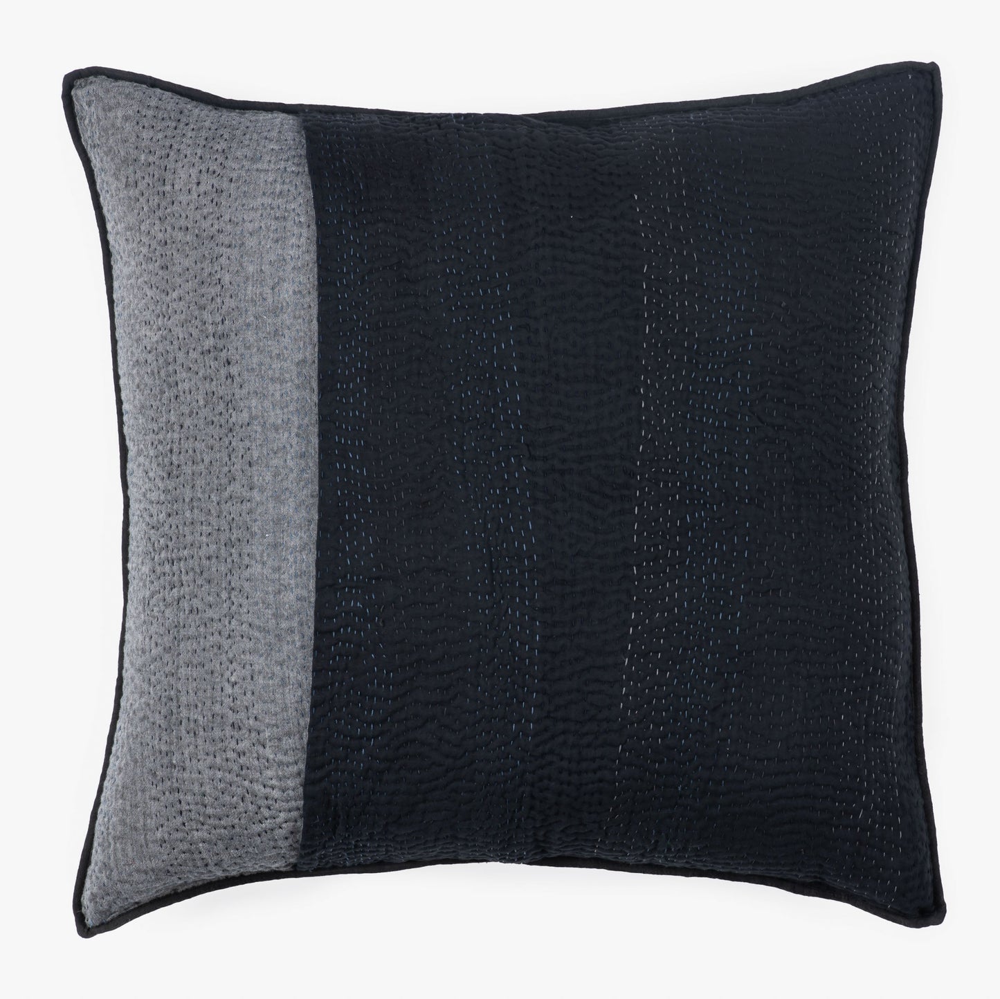 Landscape Handmade vintage Kantha Pillow - Black