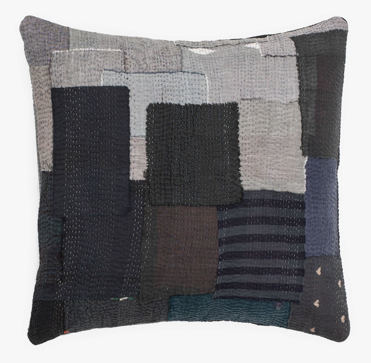 Landscape Handmade vintage Kantha Pillow - Black