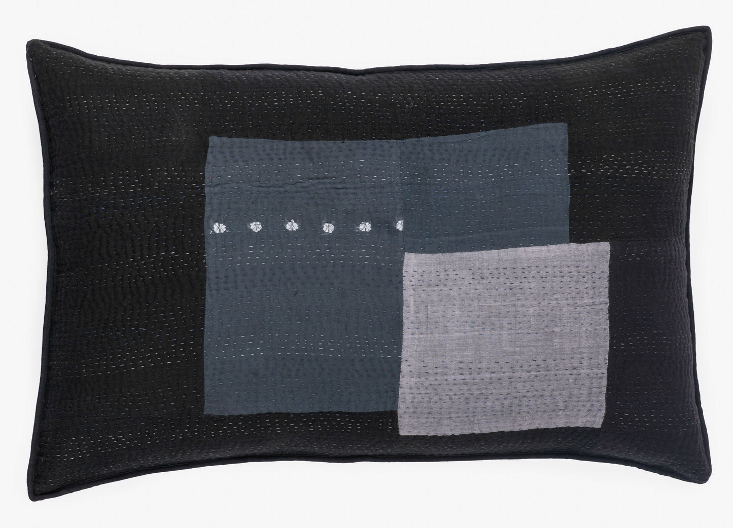 Landscape Handmade vintage Kantha Pillow - Black