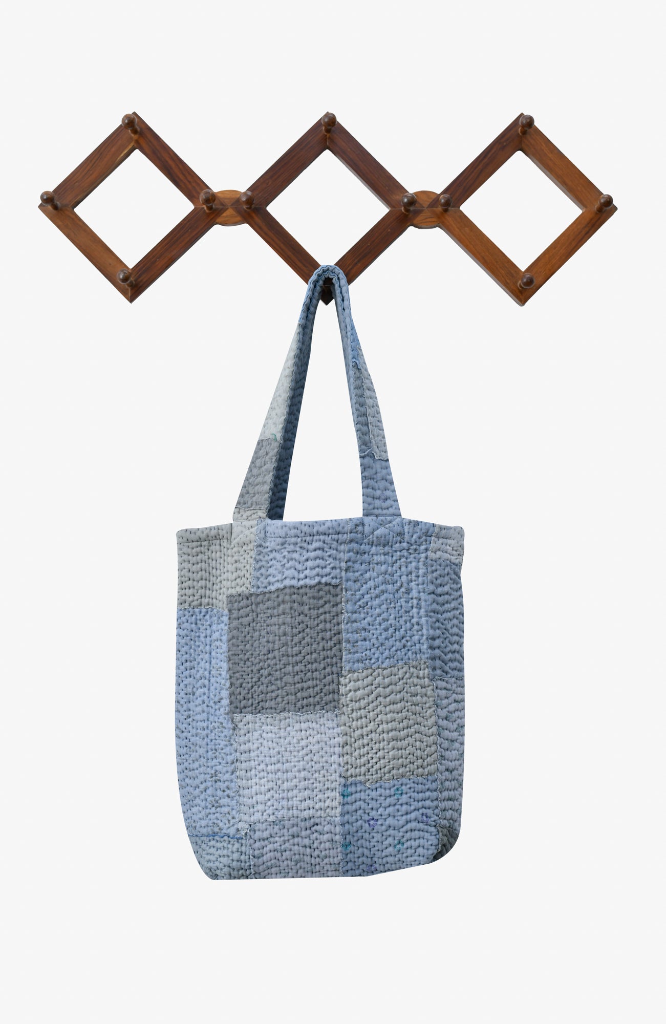 Mosaic Fray Handmade vintage Kantha Tote Bag- Hydrangea