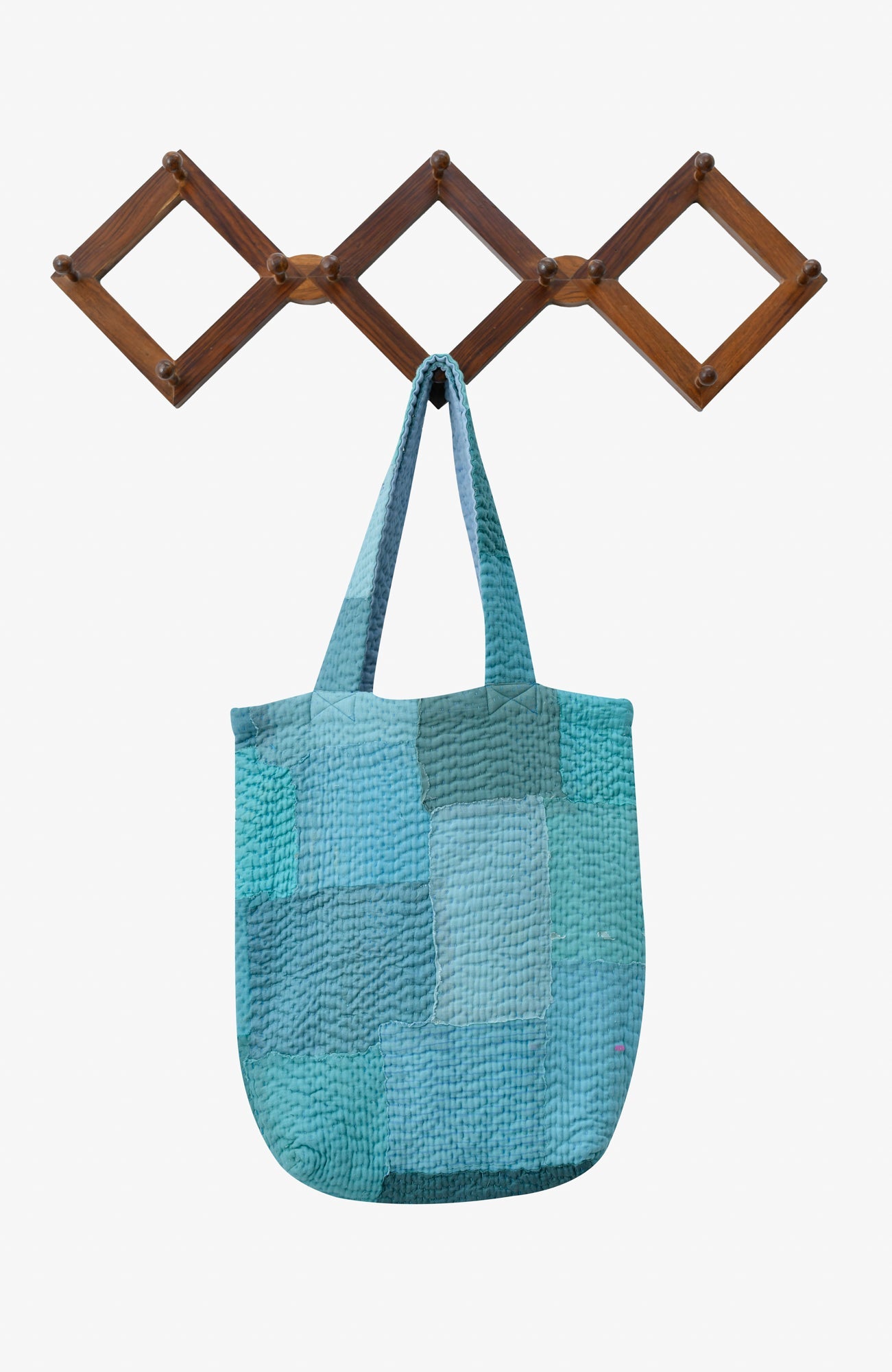 Mosaic Fray Handmade vintage Kantha Tote Bag- Cornflower