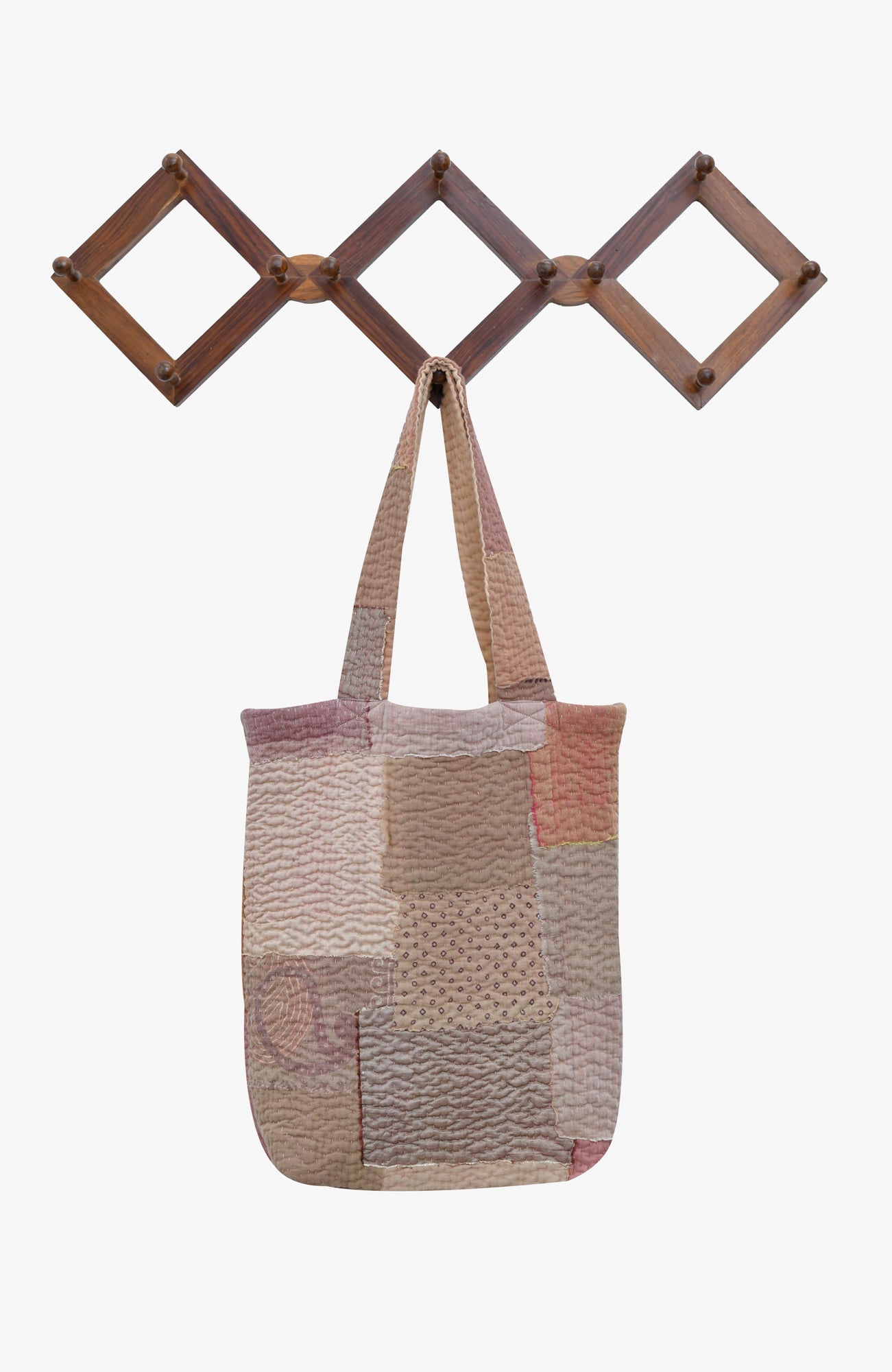 Mosaic Fray Handmade vintage Kantha Tote Bag- Mushroom
