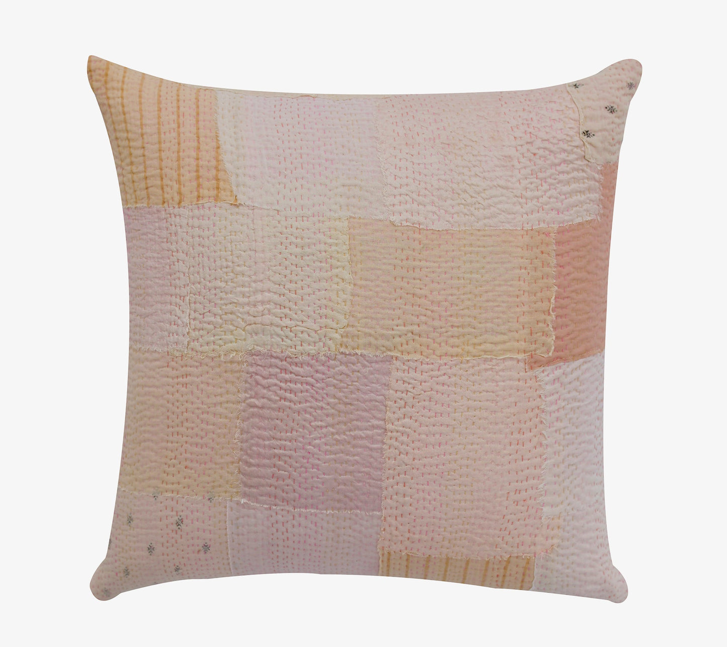 Mosaic Fray Handmade vintage Kantha Pillow - Shallot