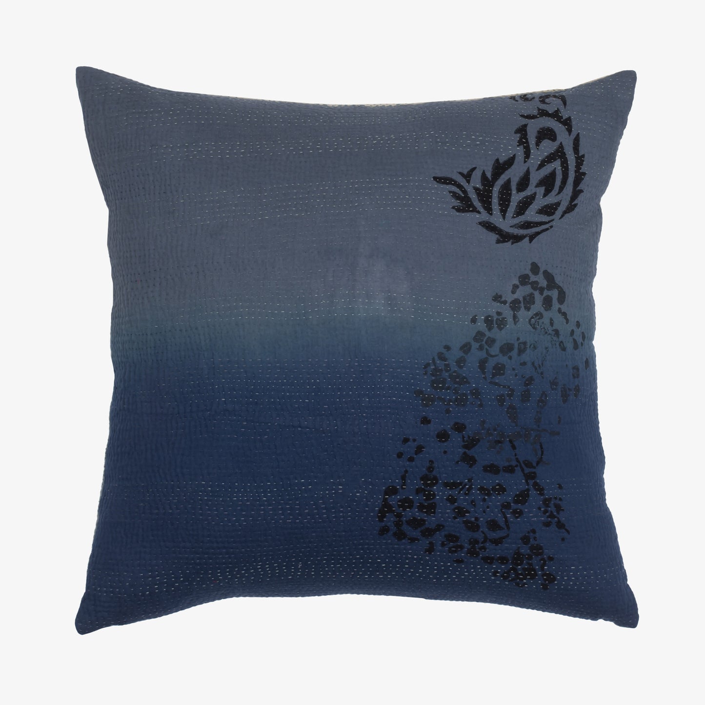 Cotton Ombre Handmade Vintage Kantha Pillow Sham - Indigo