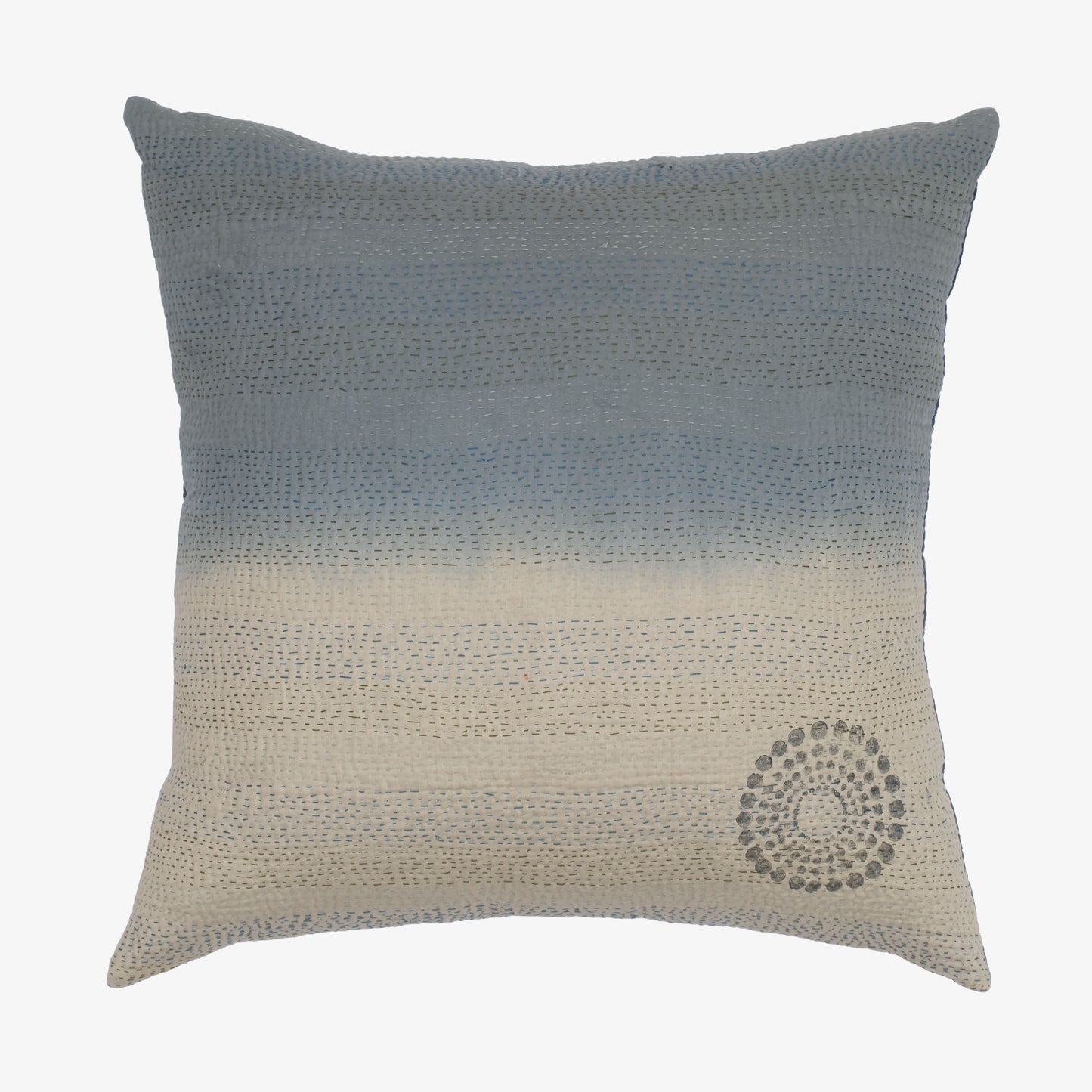 Cotton Ombre Handmade Vintage Kantha Pillow Sham - Indigo