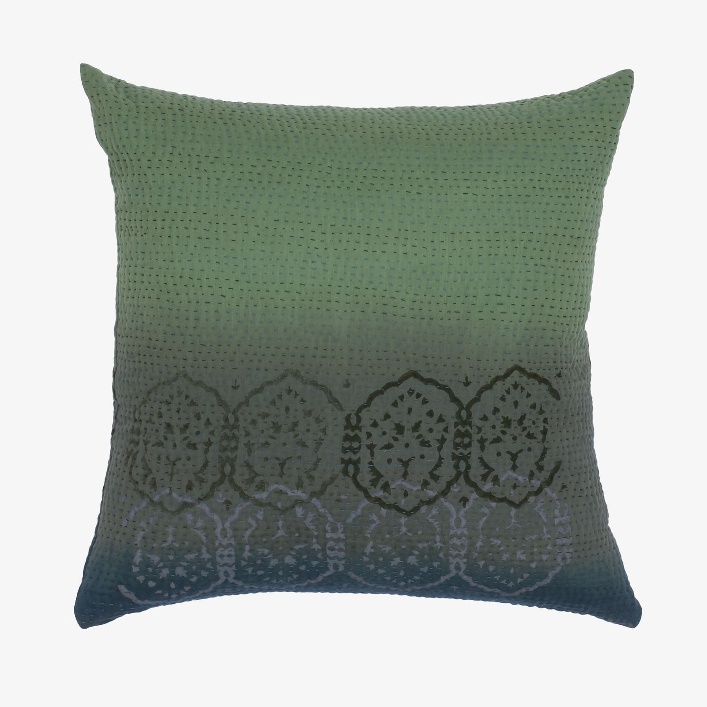 Cotton Ombre Handmade Vintage Kantha Pillow Sham - Avocado