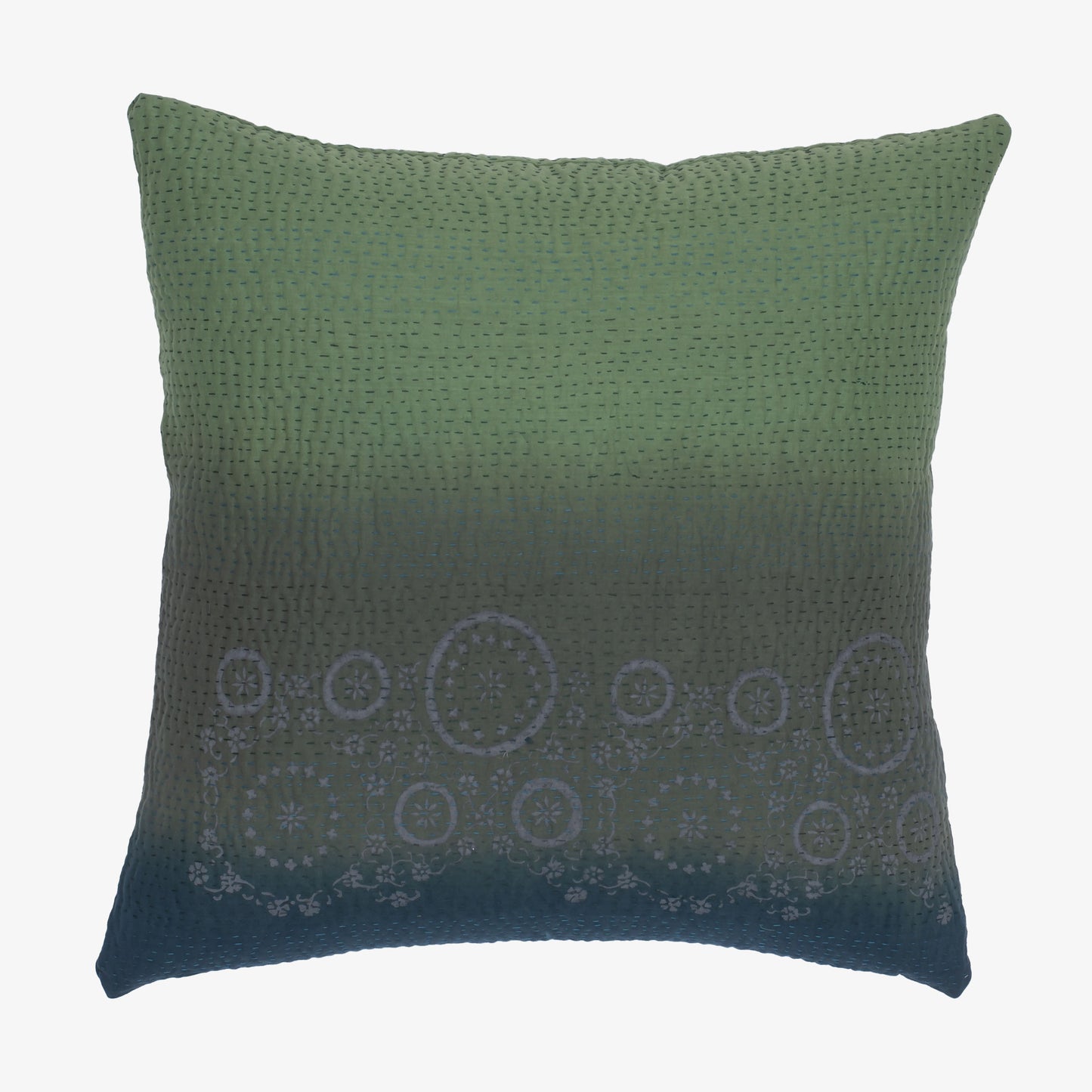 Cotton Ombre Handmade Vintage Kantha Pillow Sham - Avocado