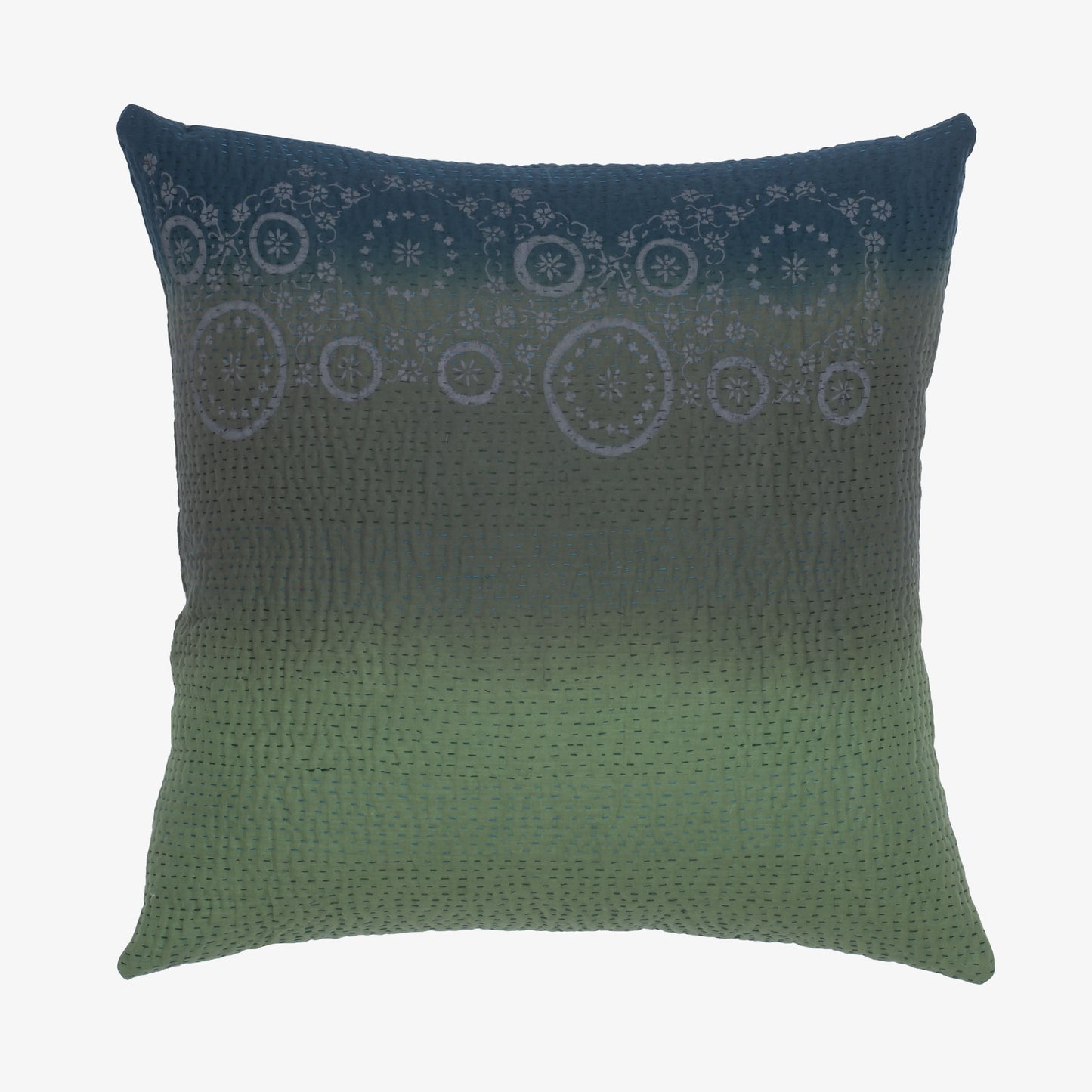 Cotton Ombre Handmade Vintage Kantha Pillow Sham - Avocado