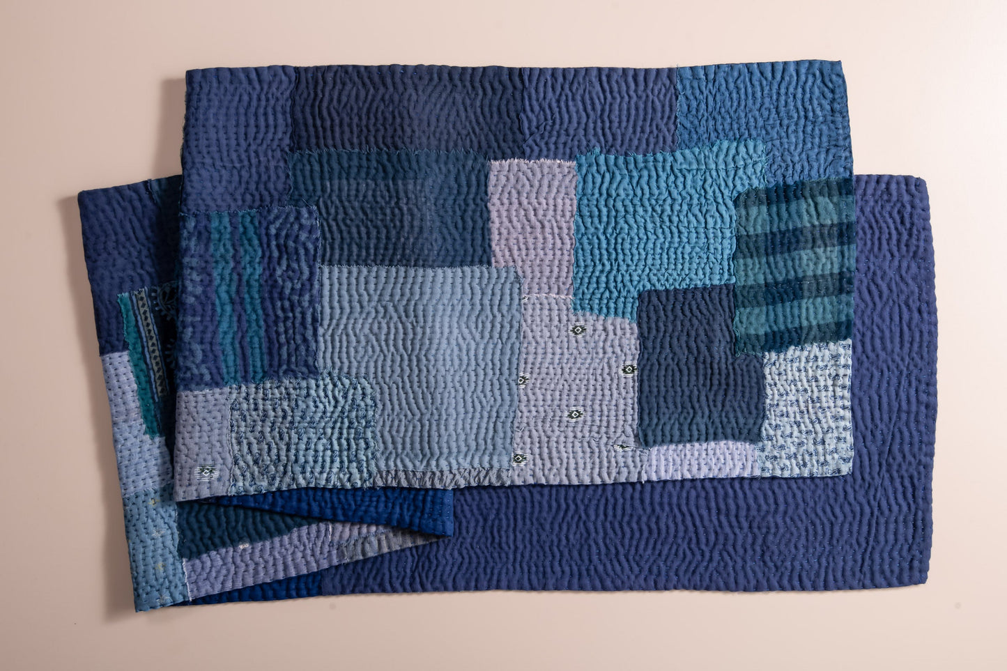 Landscape Handmade vintage Kantha Runner - Navy