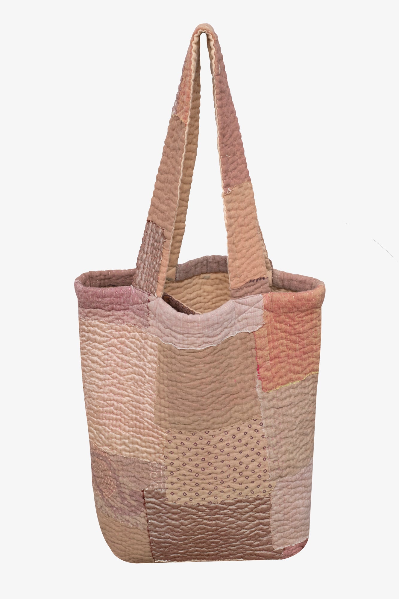 Mosaic Fray Handmade vintage Kantha Tote Bag- Mushroom