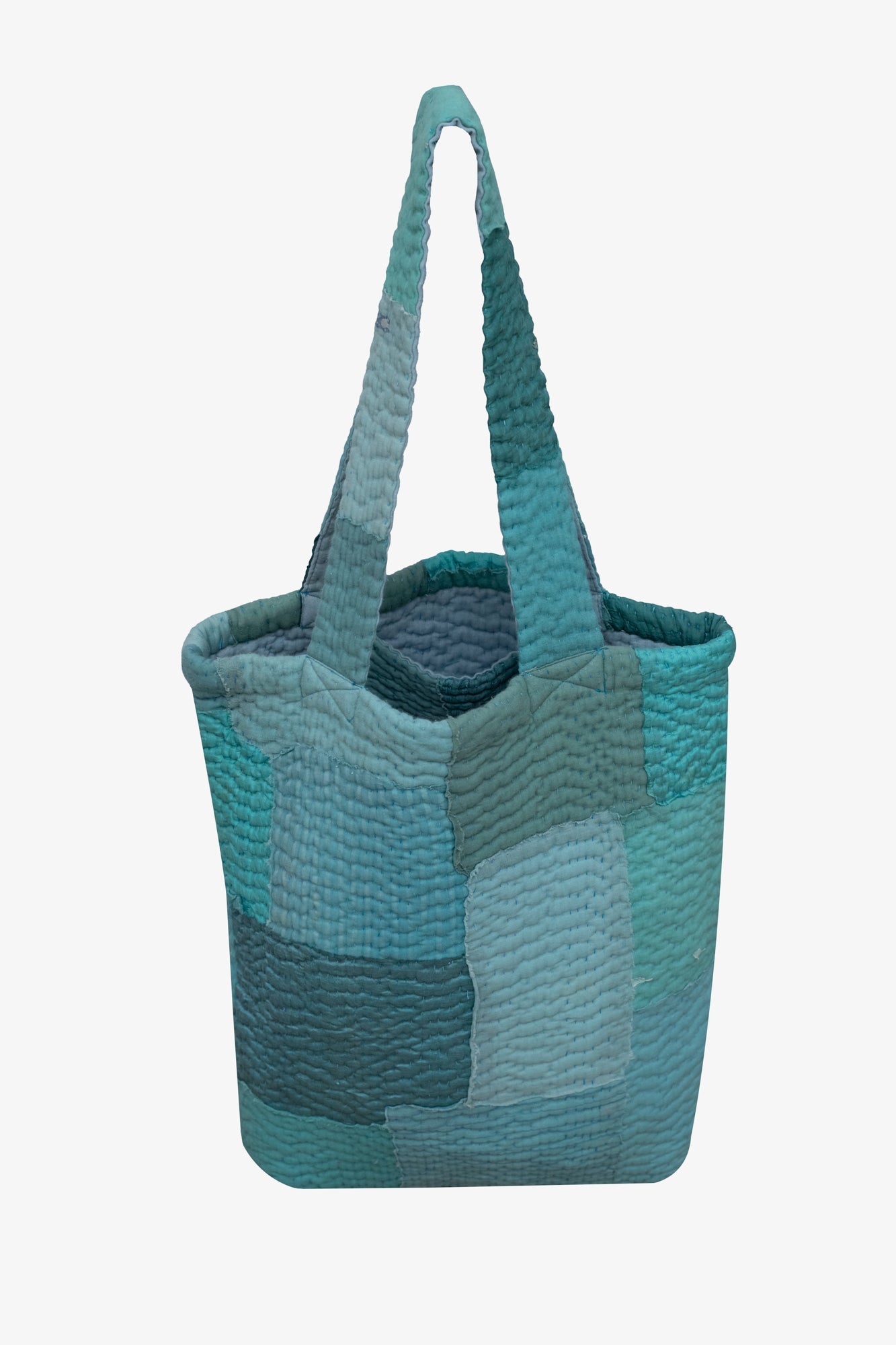 Mosaic Fray Handmade vintage Kantha Tote Bag- Cornflower