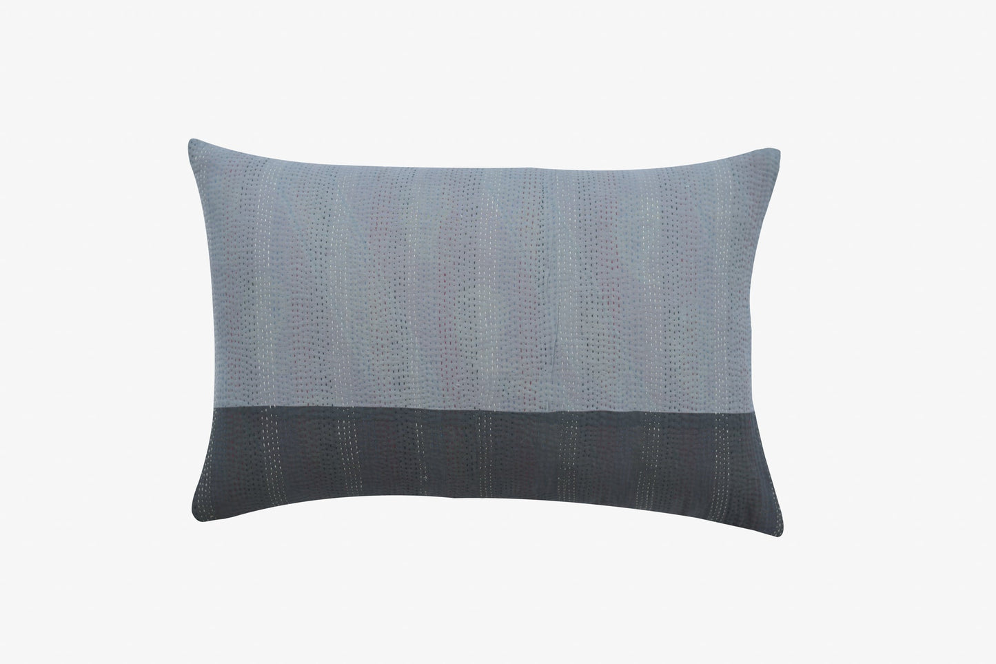 Monotone Ikat Handmade Vintage Kantha Pillow - Black