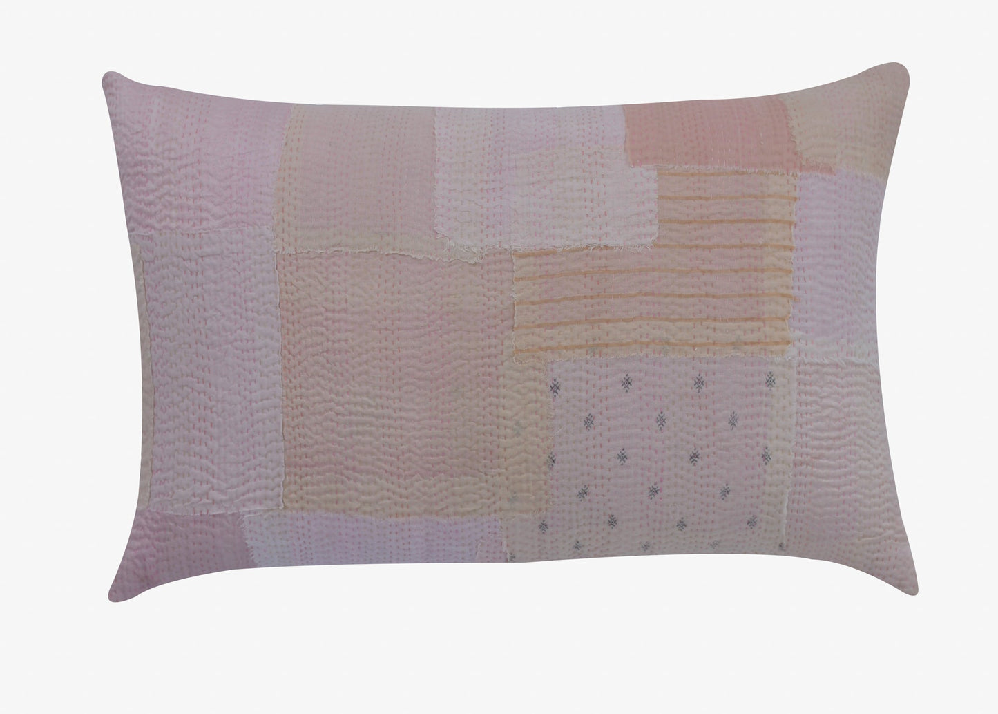 Mosaic Fray Handmade vintage Kantha Pillow - Shallot