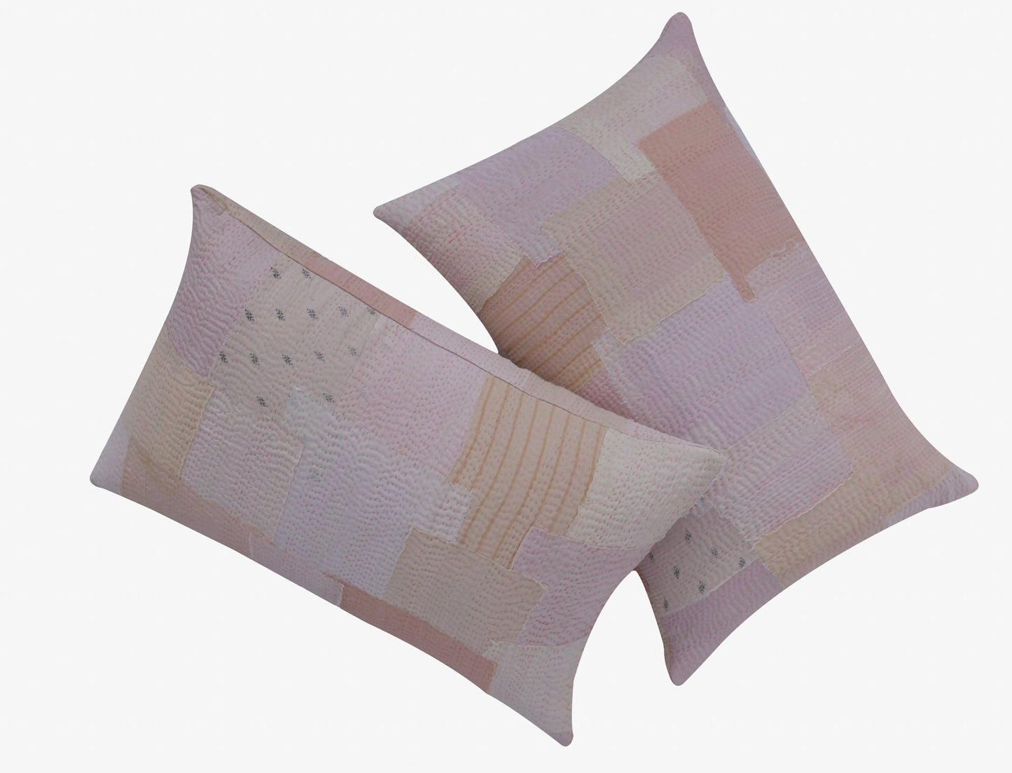 Mosaic Fray Handmade vintage Kantha Pillow - Shallot