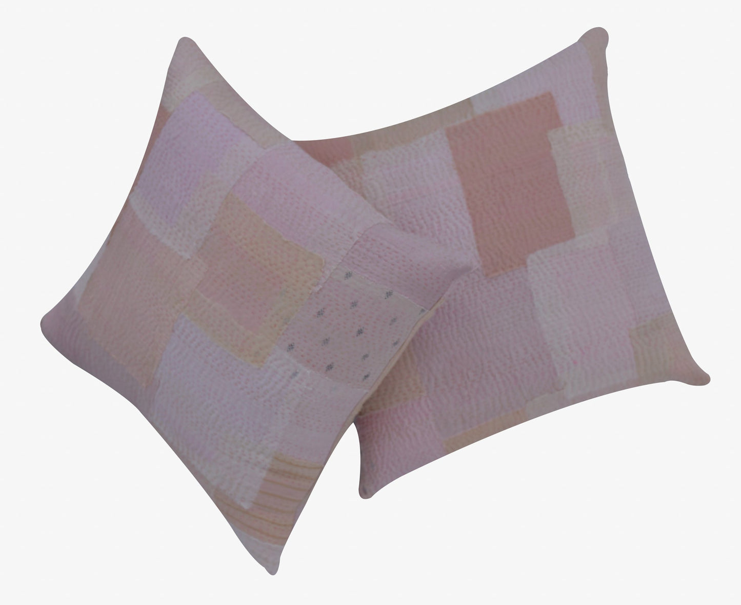 Mosaic Fray Handmade vintage Kantha Pillow - Shallot