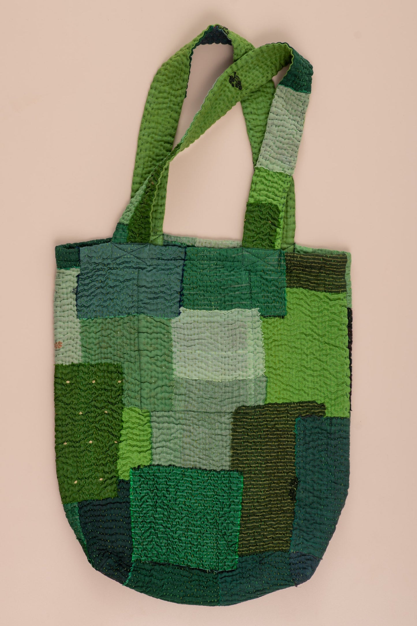 Landscape Handmade vintage Kantha Tote Bag - Green