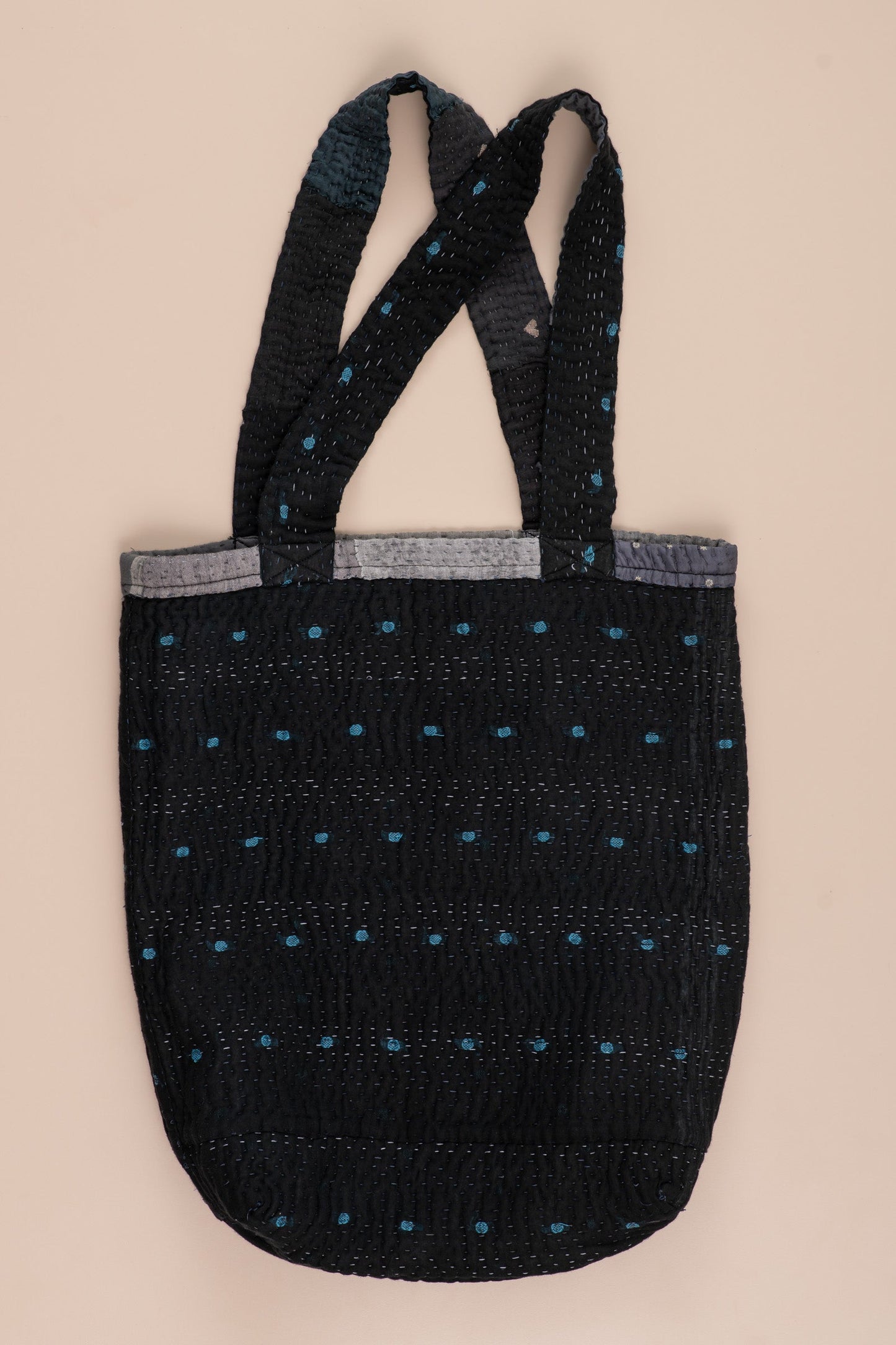 Landscape Handmade vintage Kantha Tote Bag - Black