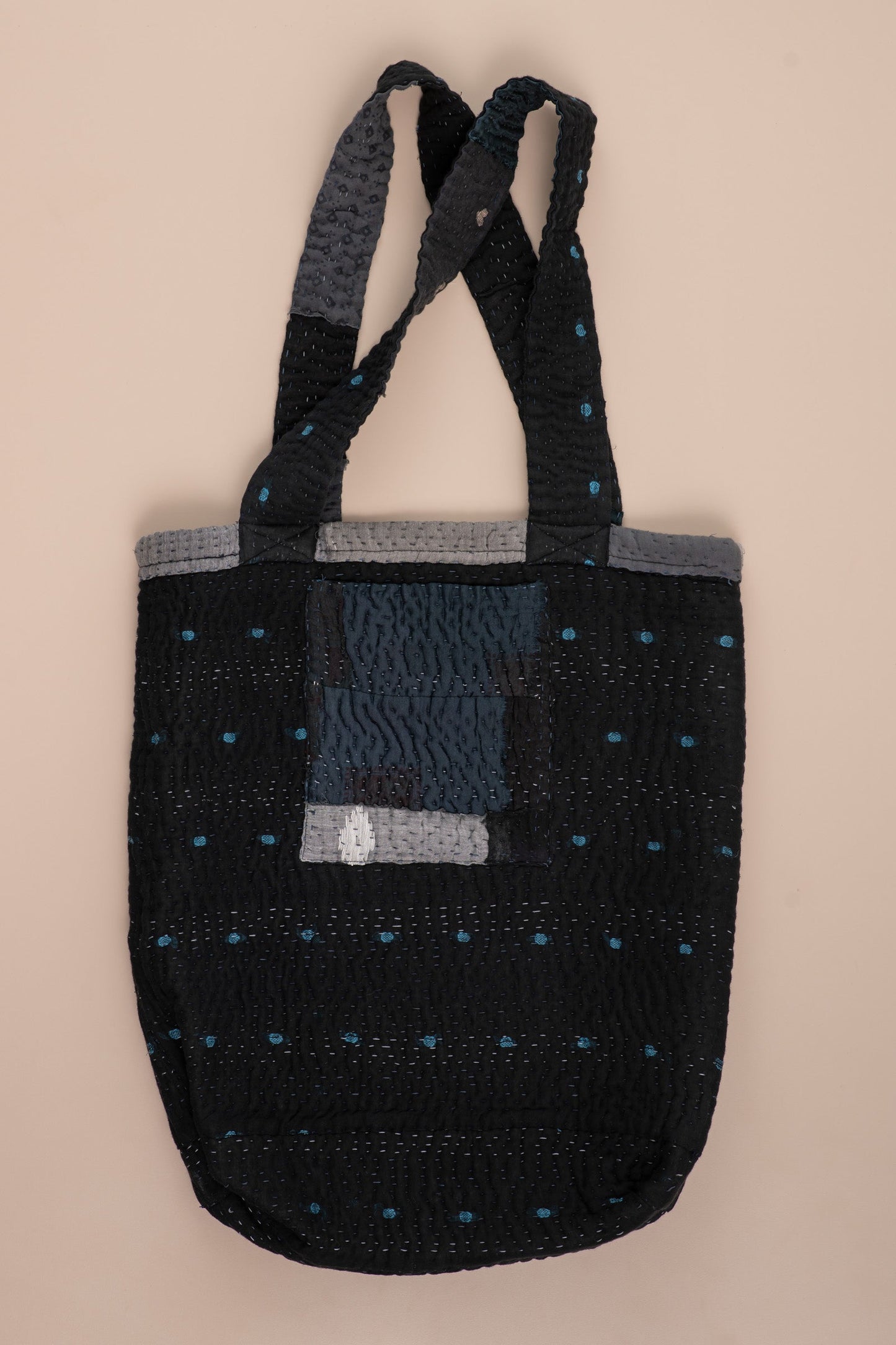 Landscape Handmade vintage Kantha Tote Bag - Black