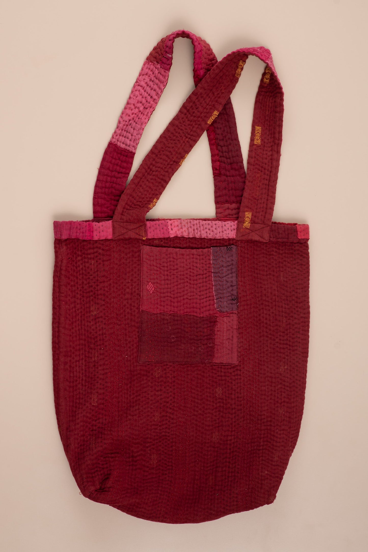 Landscape Handmade vintage Kantha Tote Bag - Red