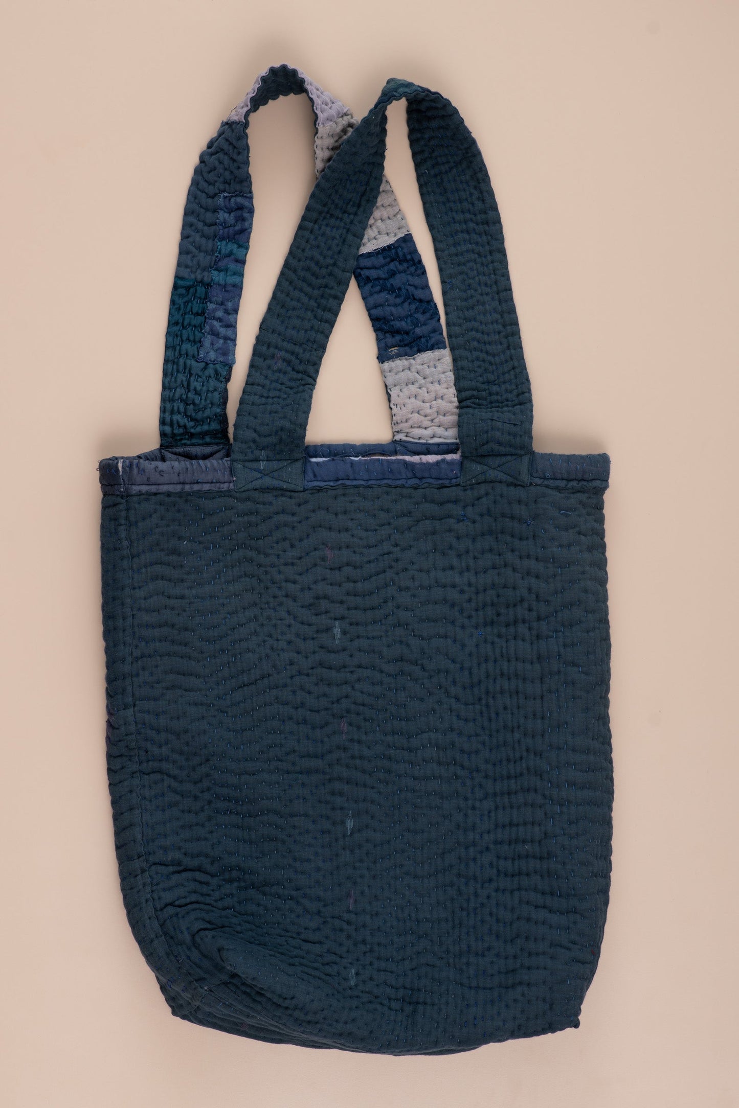 Landscape Handmade vintage Kantha Tote Bag - Navy