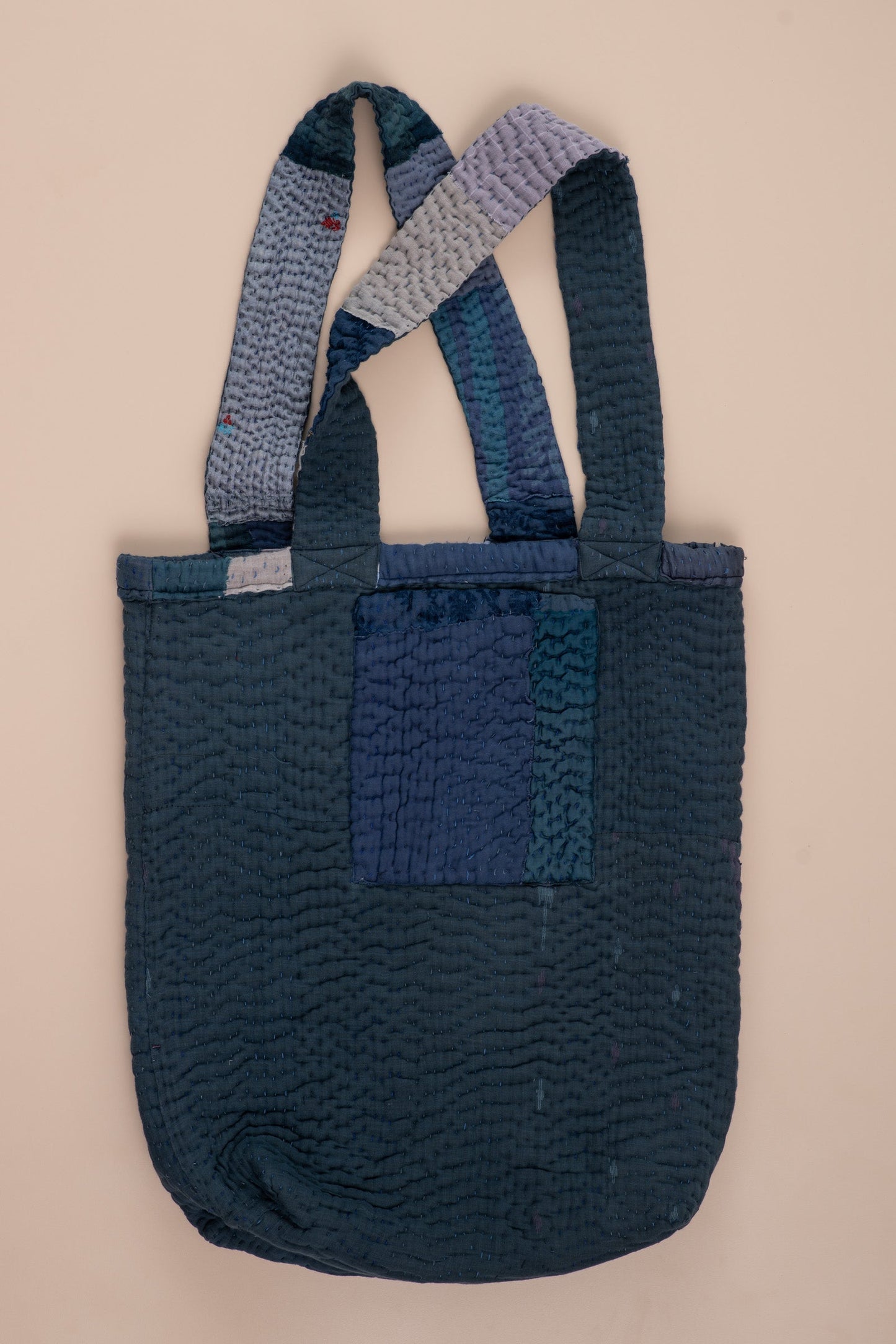 Landscape Handmade vintage Kantha Tote Bag - Navy