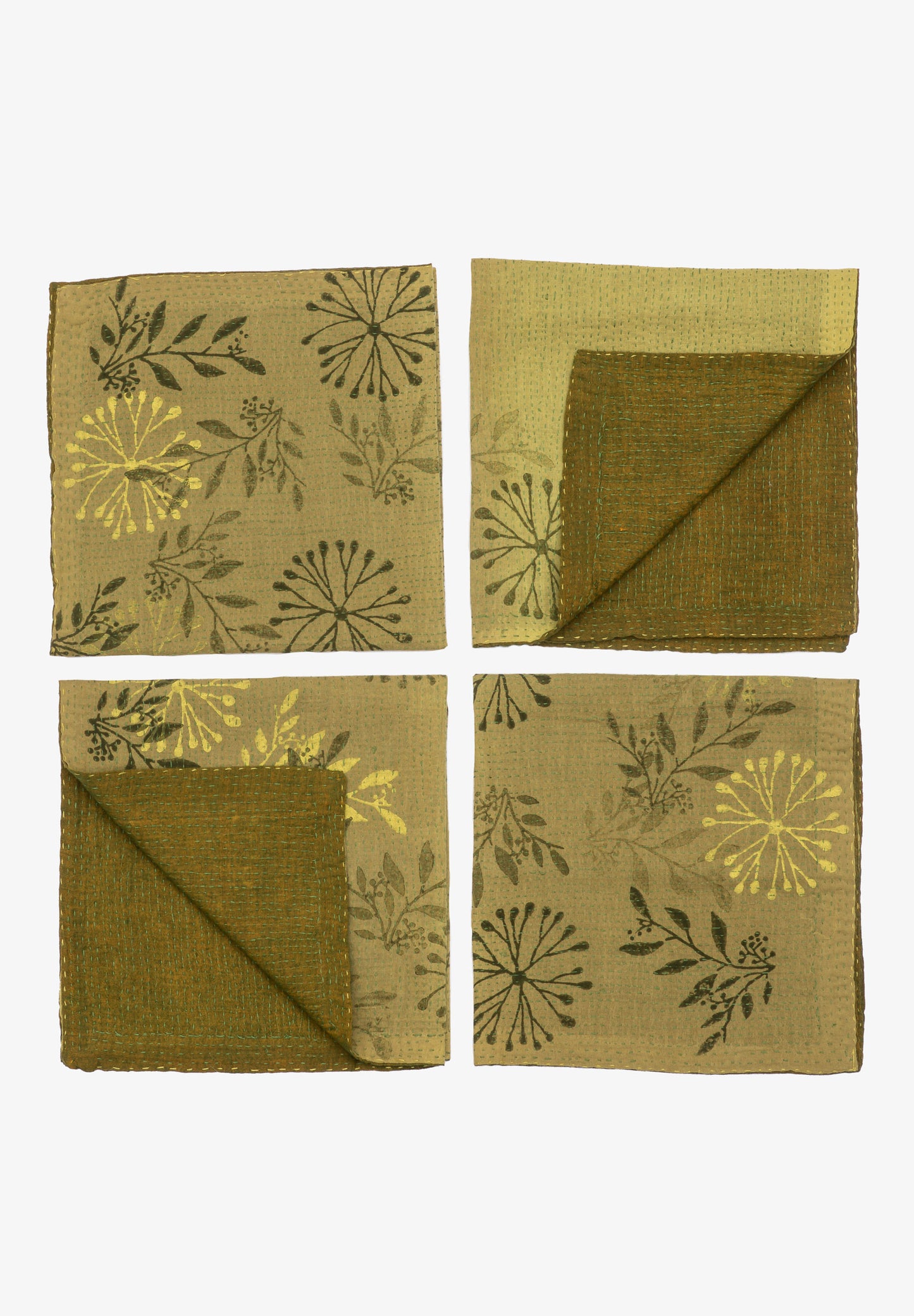 Ombre Handmade Kantha Napkin - Green (SET OF 2)