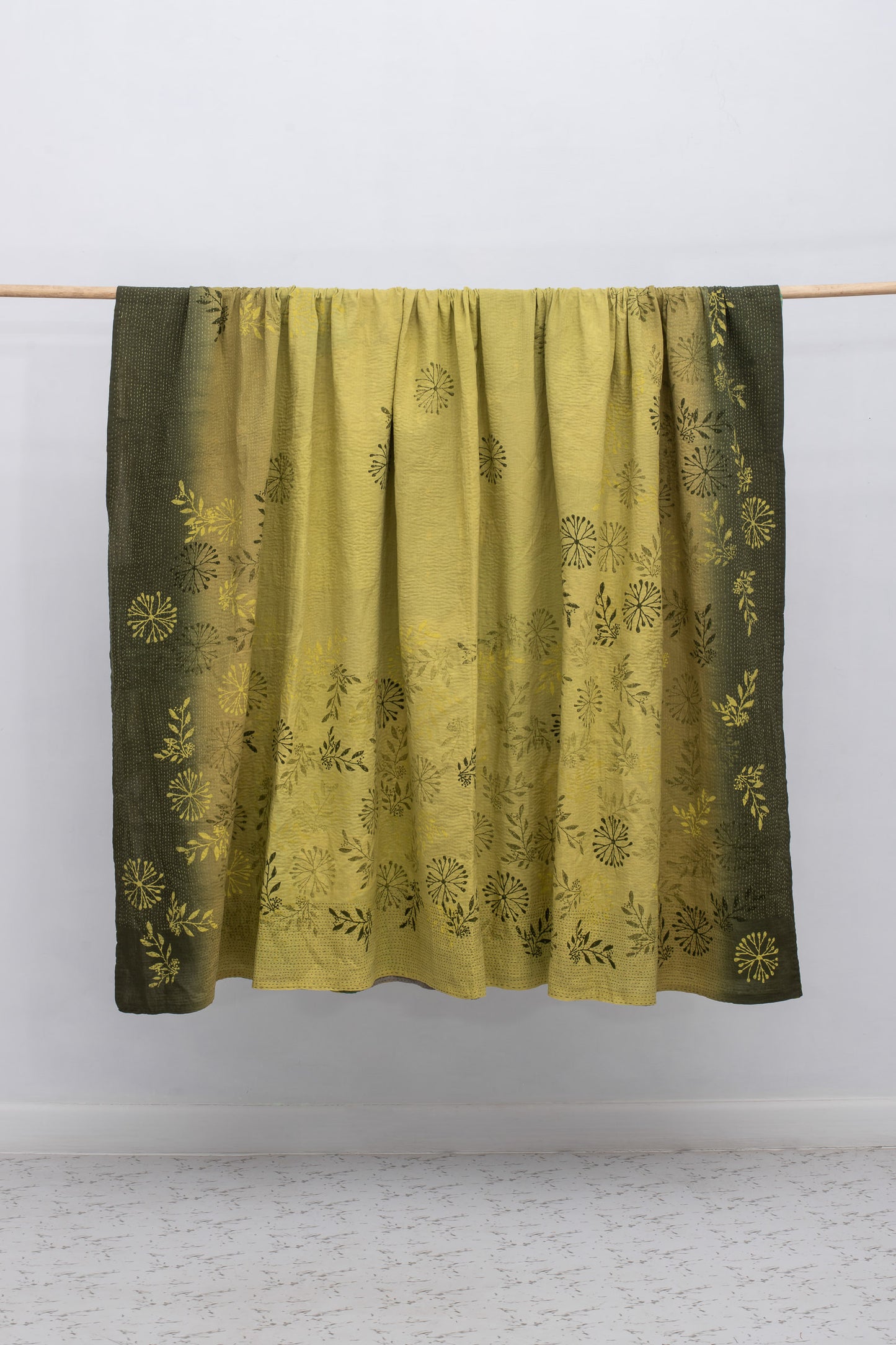 Ombre Patch Vintage Cotton Kantha Table Covers - Green