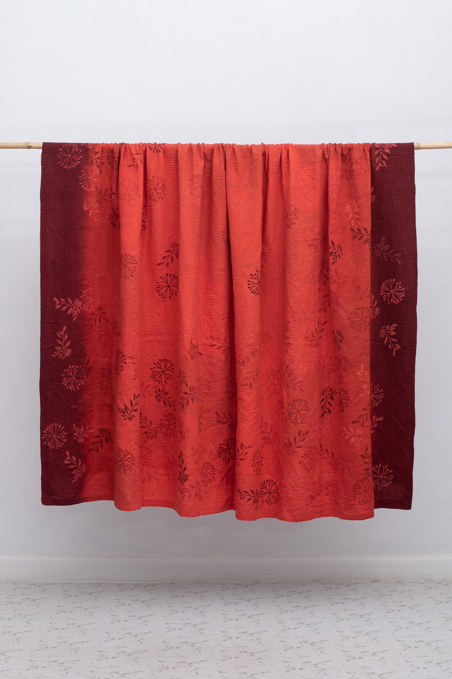 Ombre Patch Vintage Cotton Kantha Table Covers - Orange