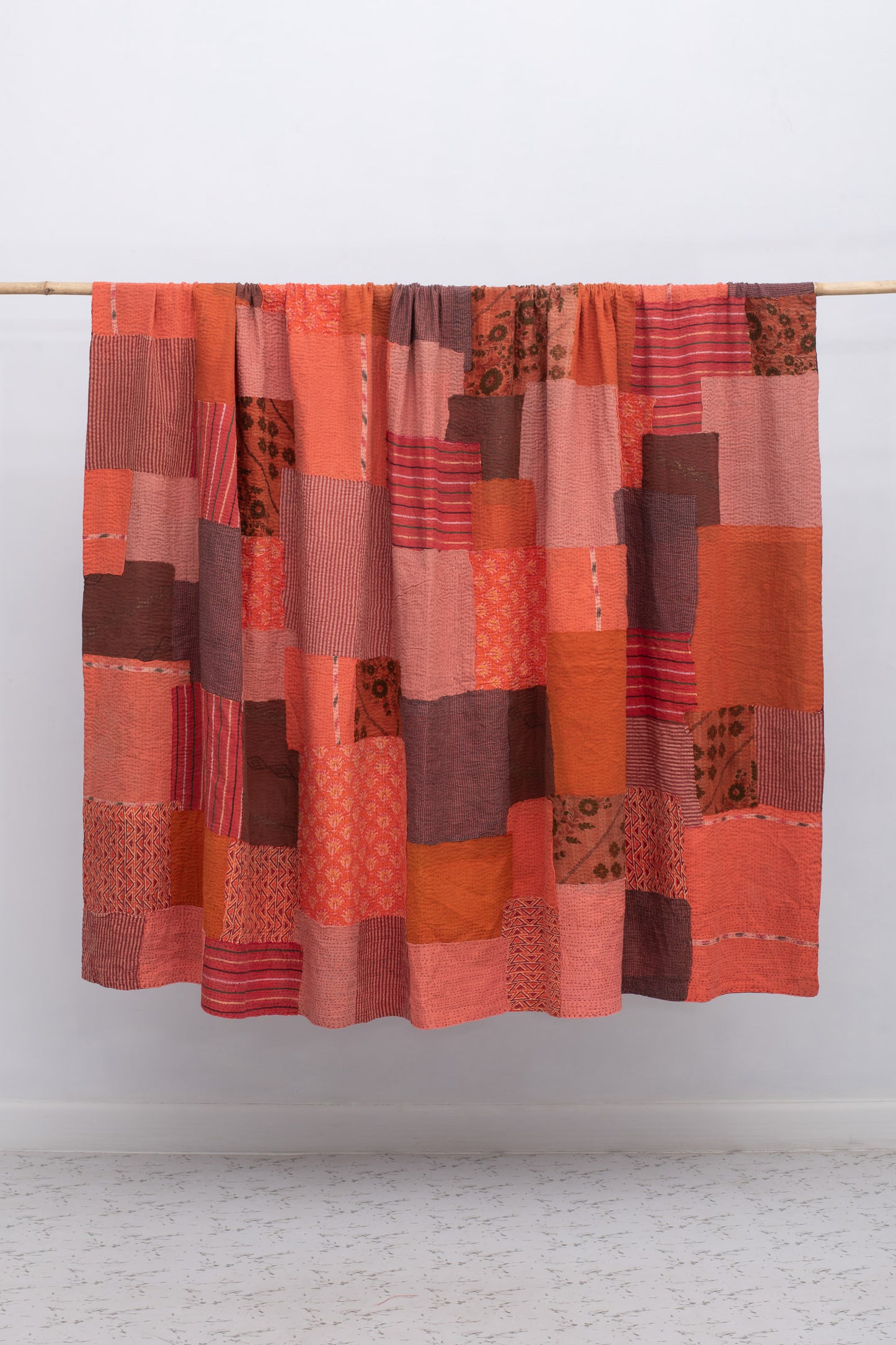 Ombre Patch Vintage Cotton Kantha Table Covers - Orange