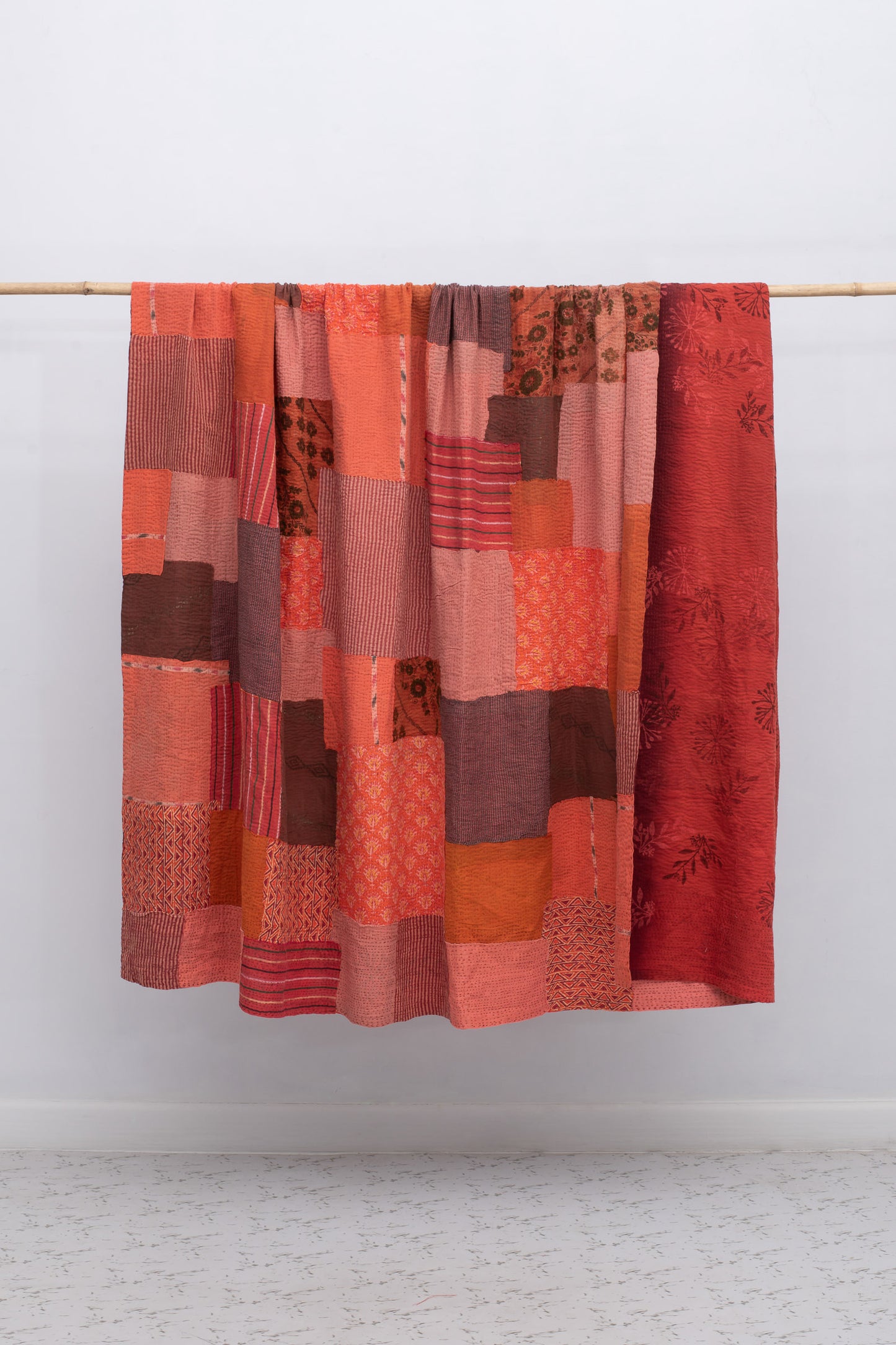 Ombre Patch Vintage Cotton Kantha Table Covers - Orange