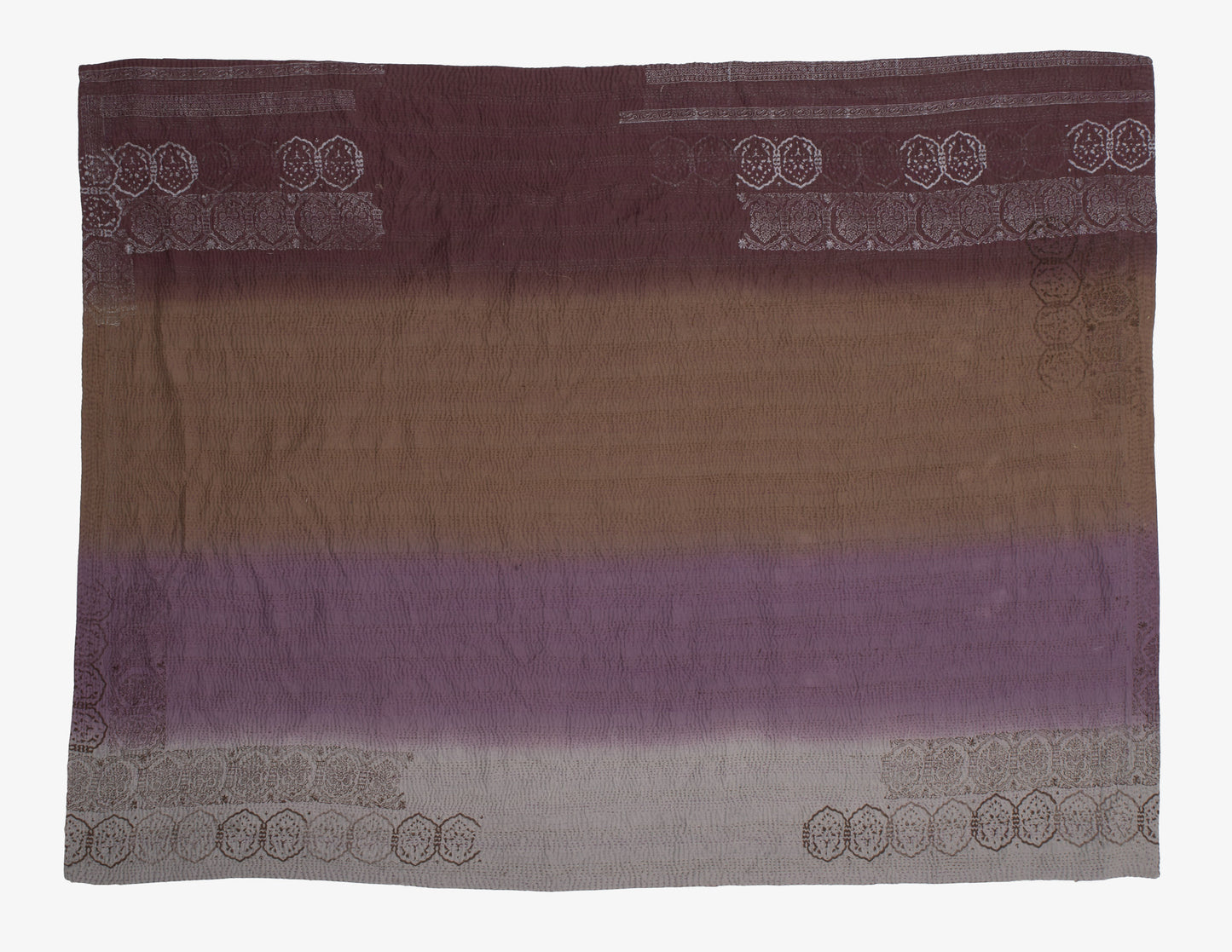 Ombre with Fray Handmade Vintage Kantha Throw - Chocolate