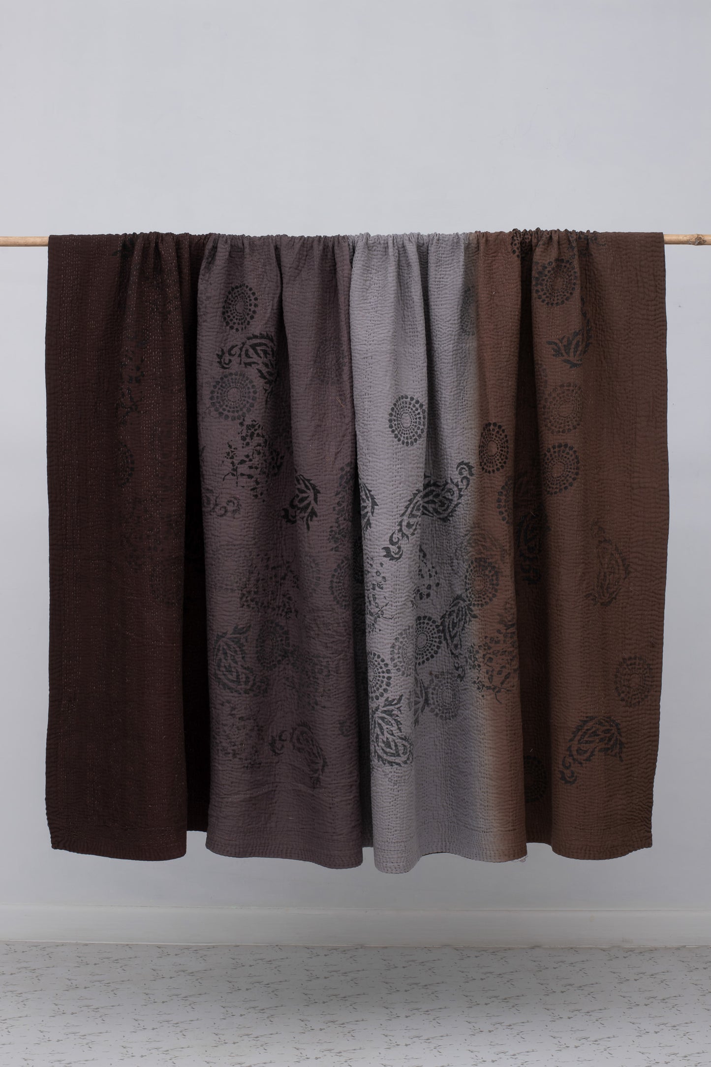 VINTAGE FRAY PATCH & OMBRE KANTHA BED COVER MEDIUM