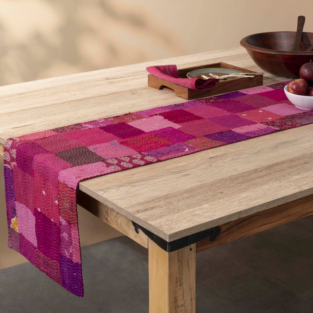 Printed Pink fray Patch Runner