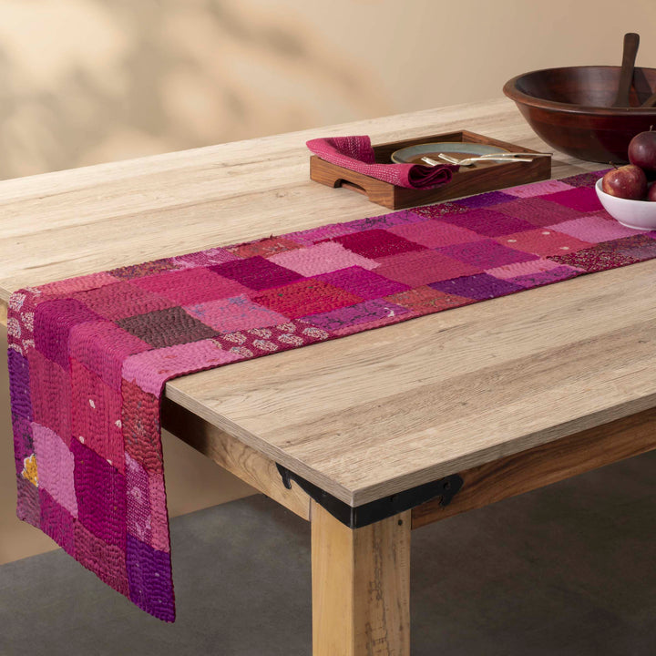 Printed Pink fray Patch Runner