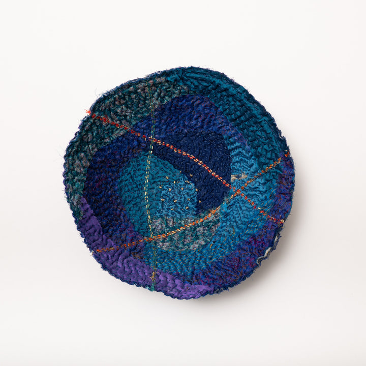 Night Sky Kantha  Shallow Rose Bowl