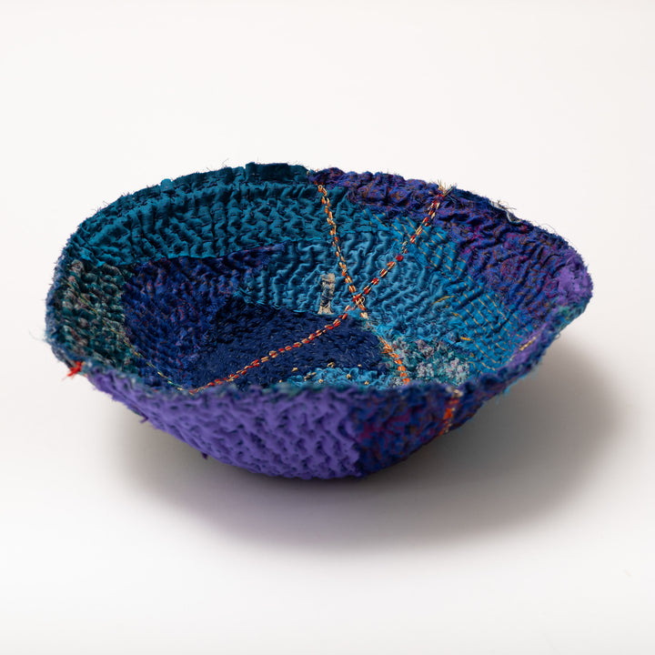 Night Sky Kantha  Shallow Rose Bowl