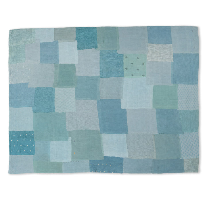 Mosaic Fray Patch Kantha throw corn flower