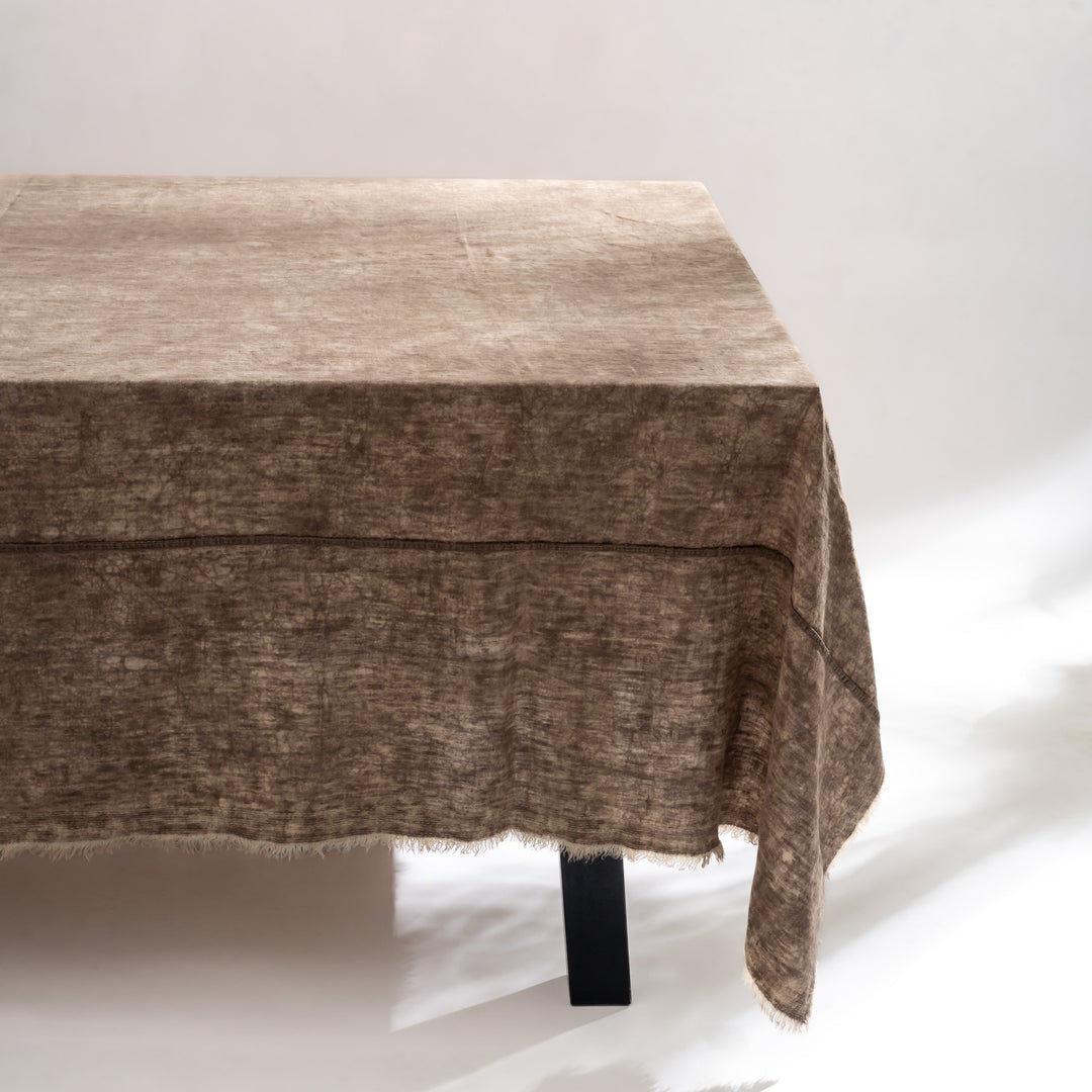 Linen Mud Dye  Kantha  New Dawn Table Cover