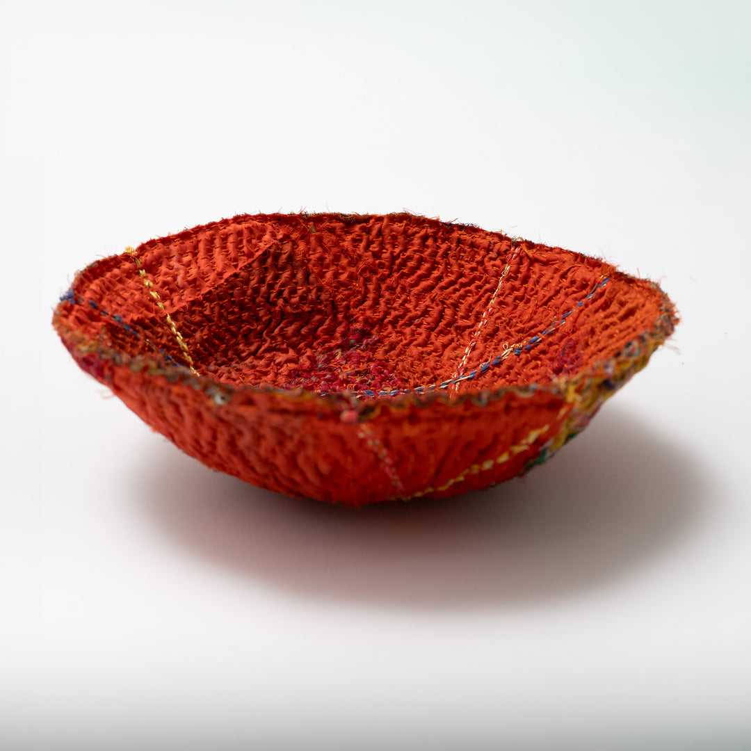 Carrot Shallow Rose Kantha Bowl