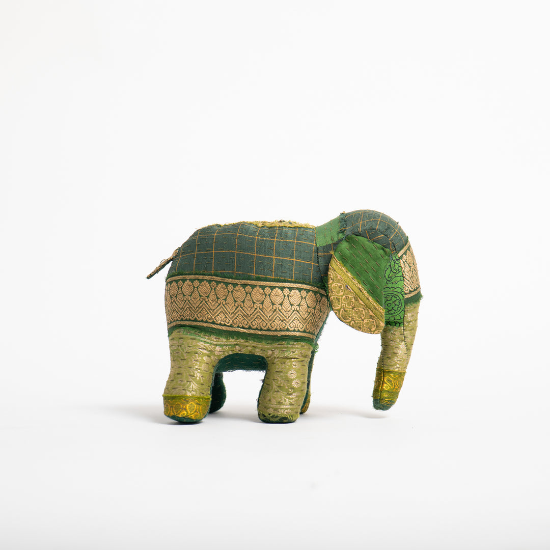 Green Jewel Striped Elephant Soft Toy