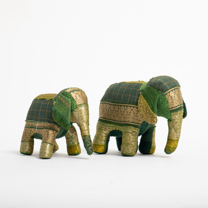 Green Jewel Striped Elephant Soft Toy