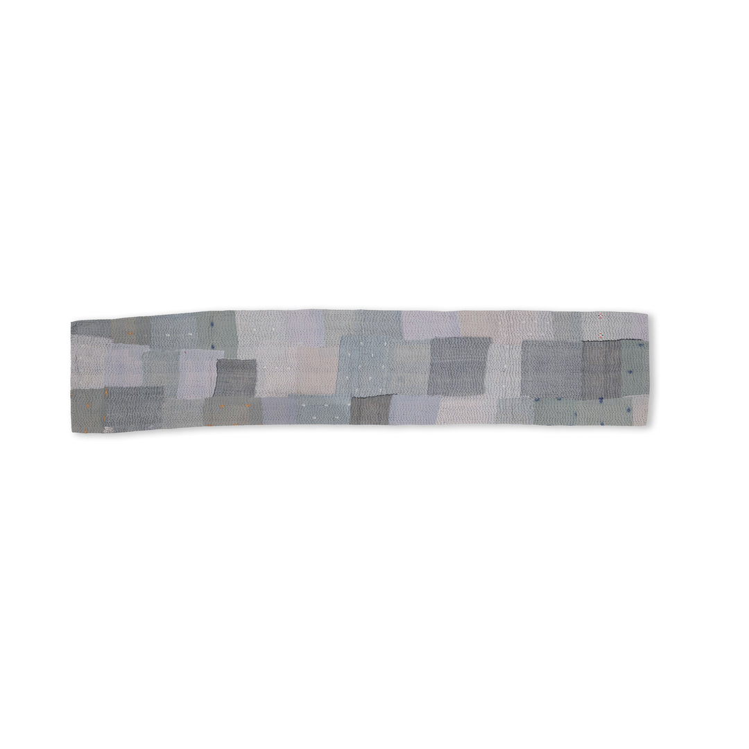 Mosaic Fray Patch vintage Kantha Table Runner - Hydrangea