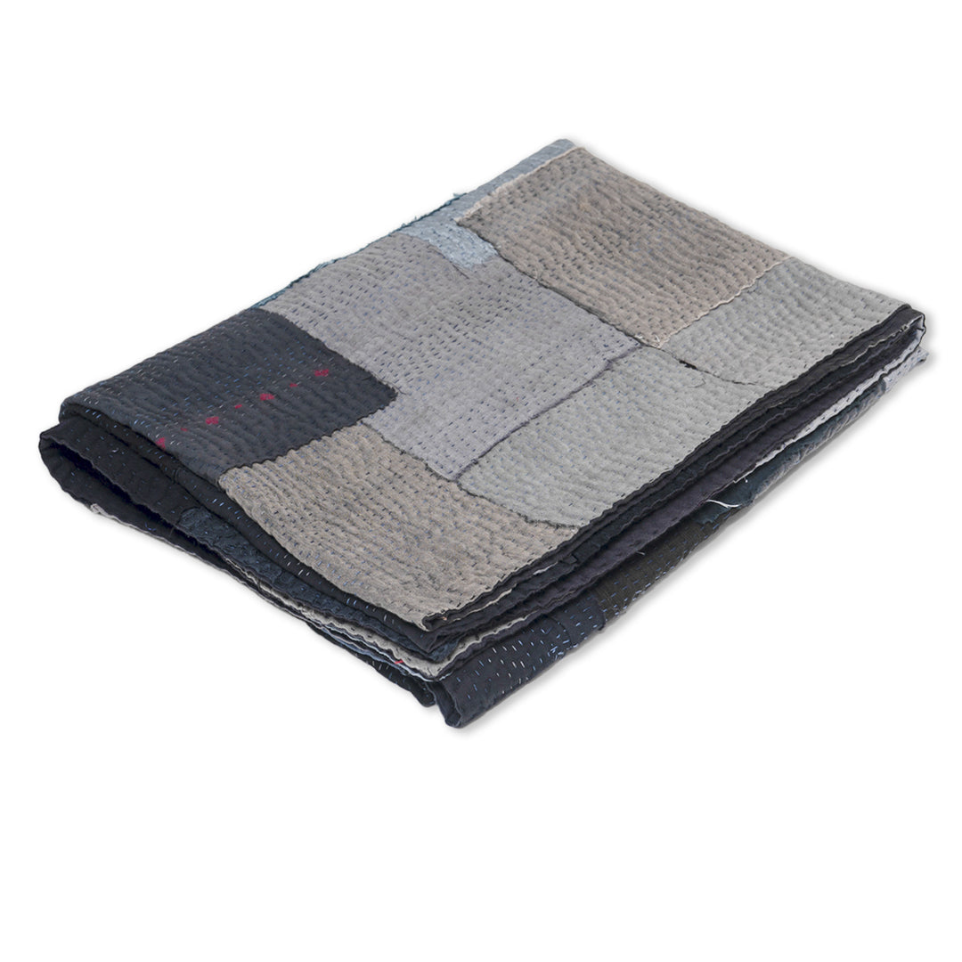 Landscape Black Kantha Throw