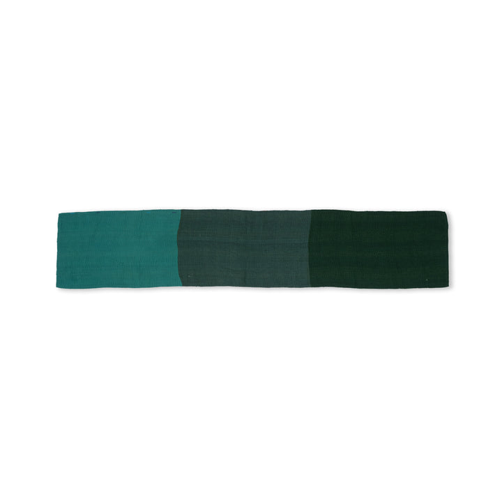 Landscape Fray Patch  vintage Kantha Runner - Green