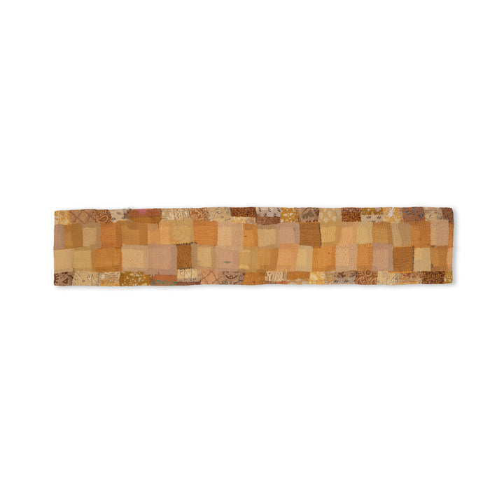 Printed Fray Patch Kantha Table Runner- Golden