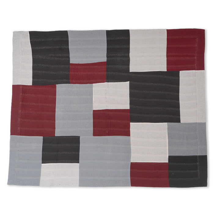 Monotone Ikat Handmade Vintage Kantha Throw - Red