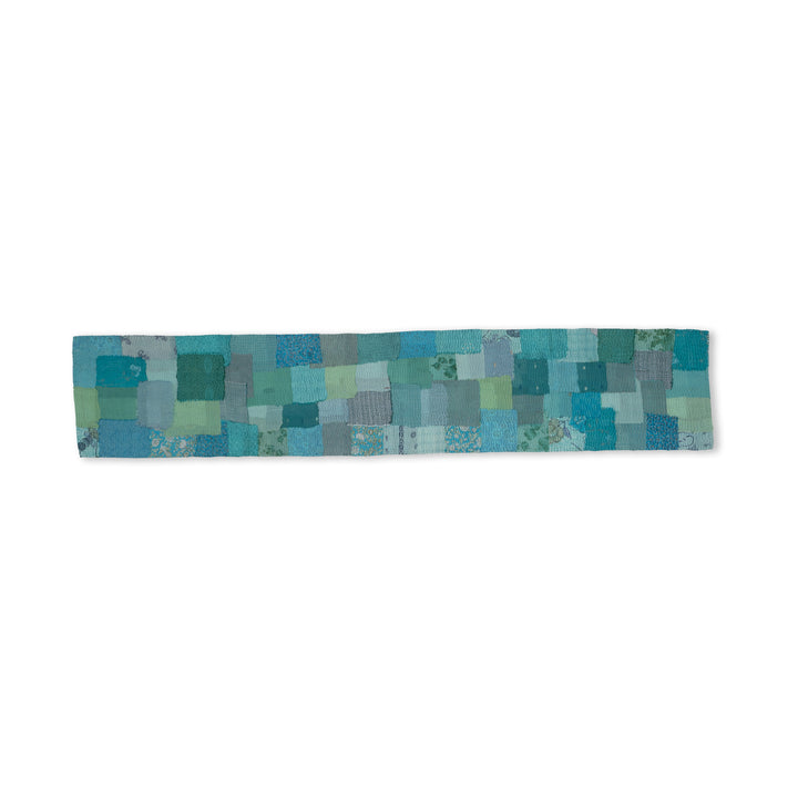 Printed Fray  patch  Kantha  Table Runner- Sage